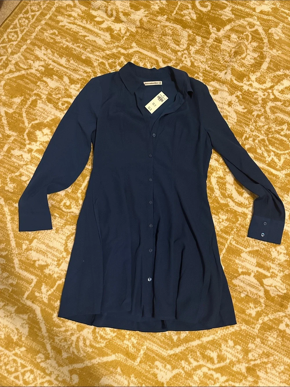 Abercrombie & Fitch Navy Long-Sleeve Button Dress - Picture 5 of 6